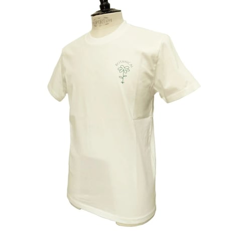 OLOW（オロウ） Tシャツ バックプリント 植物のイラスト  ホワイト 白ｘグリーン オーガニックコットン100% ゆったりシルエット【サイモン・ランドレイン】（OL612001-01）