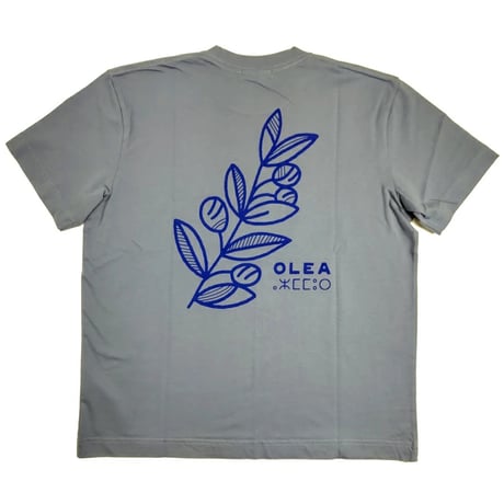 OLOW（オロウ） Tシャツ バックプリント 植物のイラスト ブルーグレーｘネイビー コットン100% 【セシル・ジャイヤール】（ OL512008-88）