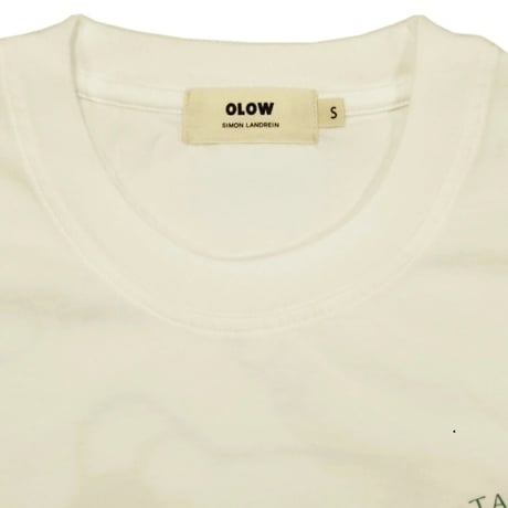 OLOW（オロウ） Tシャツ バックプリント 植物のイラスト  ホワイト 白ｘグリーン オーガニックコットン100% ゆったりシルエット【サイモン・ランドレイン】（OL612001-01）