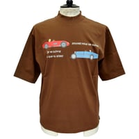 COURSE（コース） Tシャツ 半袖 クラシック レーシングカー イラスト メンズ CR512002-70 ライトブラウン コットン 日本製