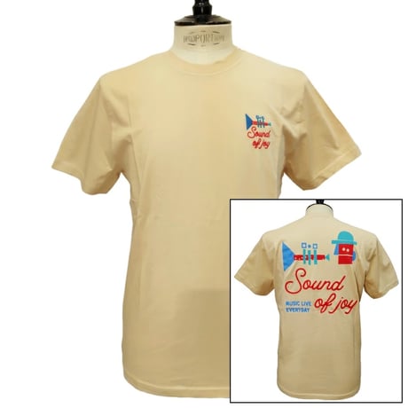 OLOW（オロウ） Tシャツ バックグラフィック 楽器・音楽のイラストベージュ オーガニックコットン100% 【ケイト・マクエニフ】( OL612002-11 )