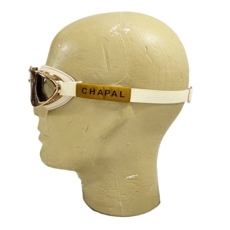 【新色】CHAPAL シャパル フランス製 羊革 ゴーグル(小) オフホワイトｘ赤銅色金具 ヴィンテージカー クラシックカー レース ドライビングギア（CH002-11 ）