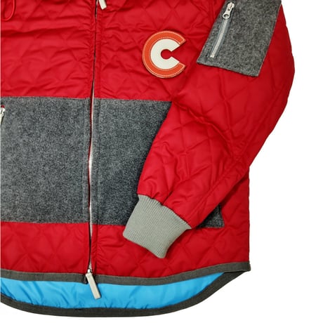 COURSE＜コース＞フーテッドブルゾン Winter Driving Footed Quilting Jacket RedｘGray レッドｘグレー（CR324002-40）