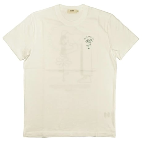 OLOW（オロウ） Tシャツ バックプリント 植物のイラスト  ホワイト 白ｘグリーン オーガニックコットン100% ゆったりシルエット【サイモン・ランドレイン】（OL612001-01）