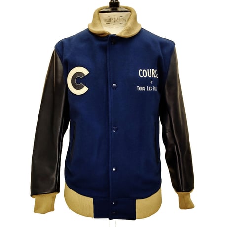 COURSE＜コース＞スタジアムジャンパー Varsity Jacket Blue + Navyブルーｘネイビー(CR224001-80)