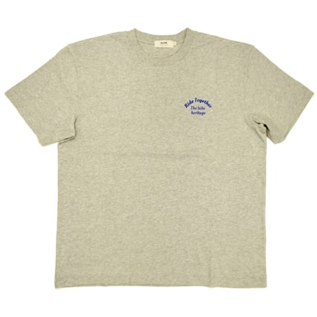 OLOW（オロウ） Tシャツ バックプリント 自転車のイラスト グレーｘブルー オーガニックコットン100% ゆったりシルエット【サイモン・ランドレイン】（OL612002-90 ）