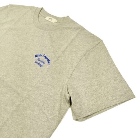 OLOW（オロウ） Tシャツ バックプリント 自転車のイラスト グレーｘブルー オーガニックコットン100% ゆったりシルエット【サイモン・ランドレイン】（OL612002-90 ）