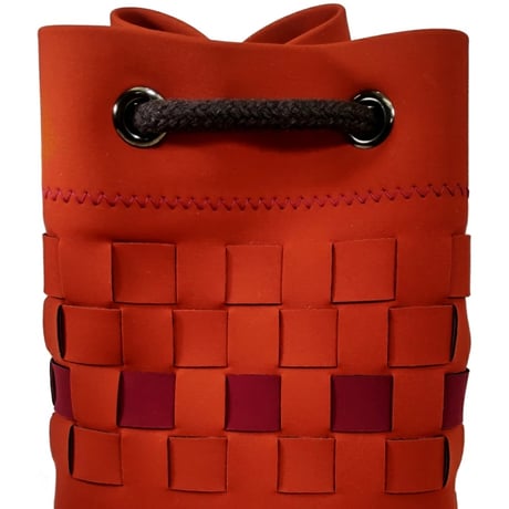 【新入荷】POCCA（ポッカ） イタリア製 ディティーバッグ 中型オレンジｘワインレッド ポリエステル ナイロン DITTY BAG ポシェット メンズ レディース（ PO619002-34 ）
