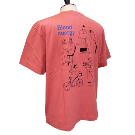OLOW（オロウ） Tシャツ バックプリント 人と自転車などのイラスト ピンク ローズ オーガニックコットン100% ゆったりシルエット【ケイト・マクエニフ】（ OL612002-30）