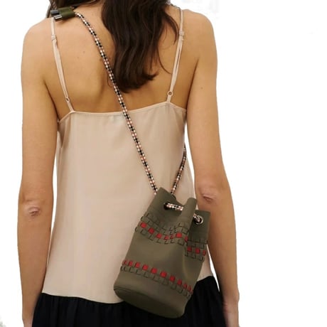 【新入荷】POCCA（ポッカ） イタリア製 ディティーバッグ 小型 カーキベージュｘオレンジ ポリエステル ナイロン DITTY BAG ポシェット メンズ レディース（ PO619001-62）