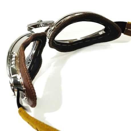 CHAPAL シャパル フランス製 羊革 ゴーグル(小) ブラウン 茶 ヴィンテージカー クラシックカー レース ドライビング ギア（CH002-70 ）