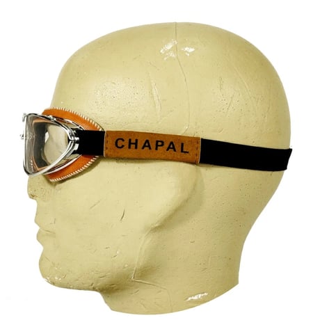 CHAPAL シャパル フランス製 羊革 ゴーグル(小)  オレンジ ヴィンテージカー クラシックカー レース ドライビング ギア(CH002-30)
