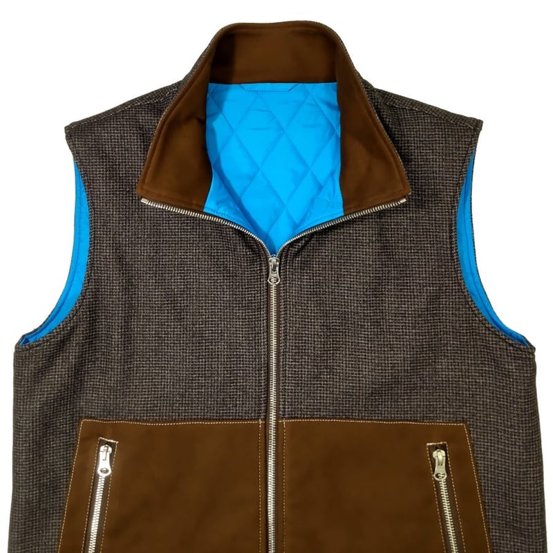 新入荷】COURSE（コース） ジップアップジレ（ベスト）メンズ ブラウン