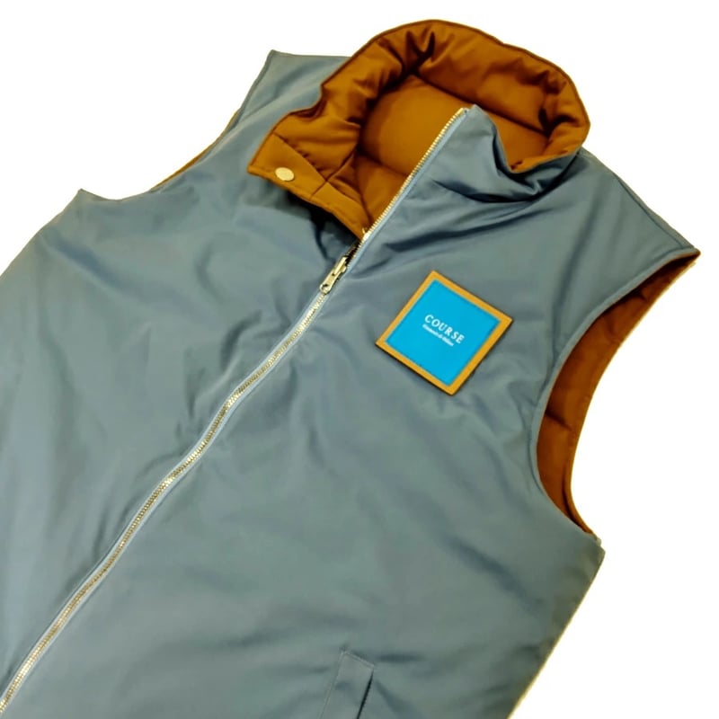 値下げ❗️NO COFFEE ✖️CLUBHOUSE ベスト　リバーシブル 新入荷】COURSE（コース） ジップアップジレ（ベスト）リバーシブル