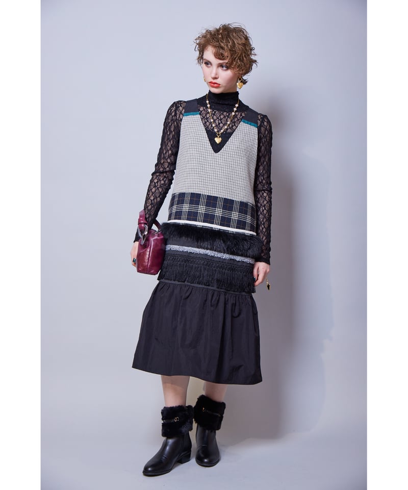 RITSUKO SHIRAHAMA キルトJQ SK 23 冬コレクション 新品 RITSUKO SHIRAHAMA リツコシラハマ Hound tooth&Tweed che