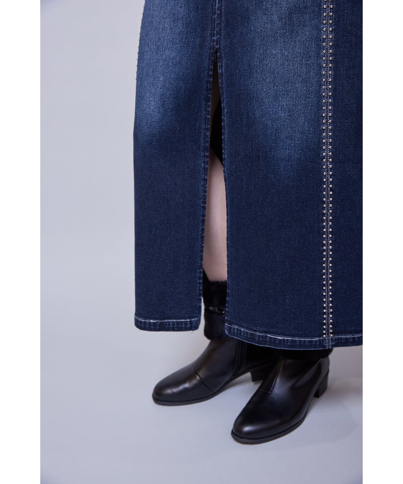 リツコシラハマ RITSUKO SHIRAHAMAデニムワンピースハトメ装飾 RITSUKO SHIRAHAMA リツコシラハマ STRETCH STUDS DWNIM |