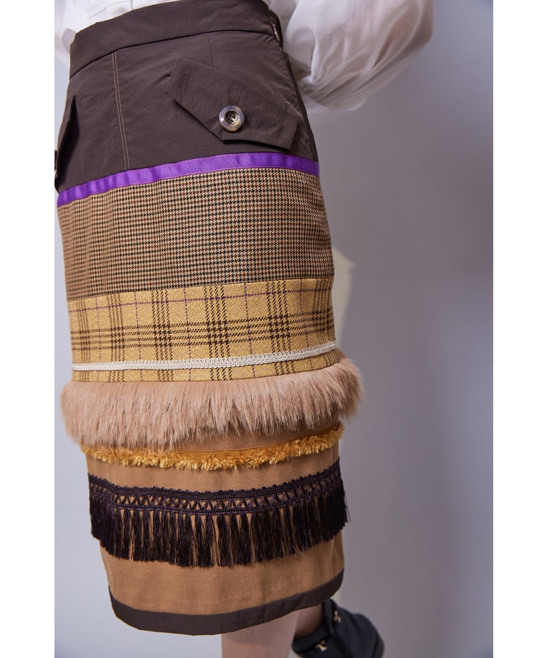 RITSUKOSHIRAHAMA リツコシラハマ 美品 本皮 毛皮 S～M RITSUKO SHIRAHAMA リツコシラハマ Hound tooth&Tweed che