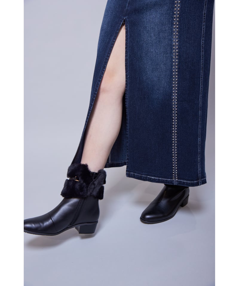 RITSUKOSHIRAHAMA リツコシラハマ 美品 本皮 毛皮 S～M RITSUKO SHIRAHAMA リツコシラハマ STRETCH STUDS DWNIM |