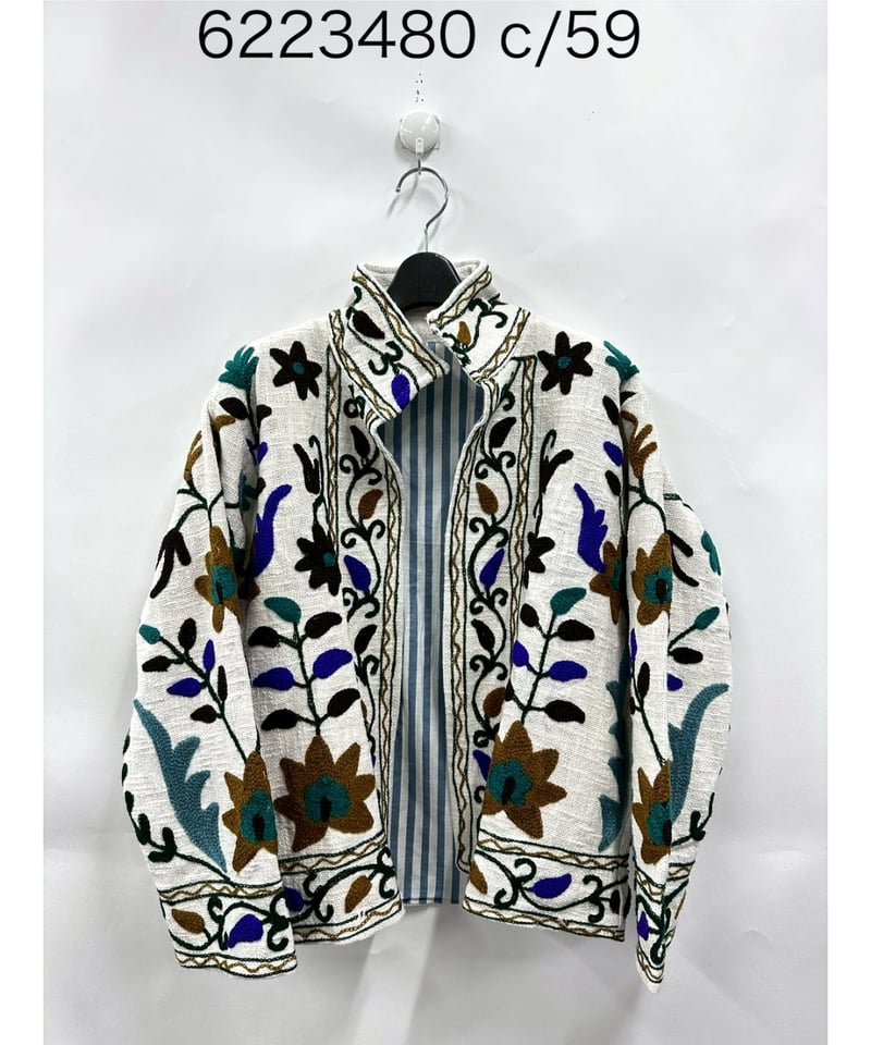 RITSUKO SHIRAHAMA レザー1枚仕立てフリルスリーヴ 美品 RITSUKO SHIRAHAMA リツコシラハマ Indian Hand Embroide