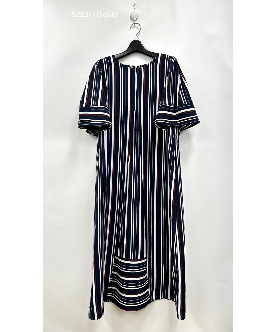 新品リツコシラハマ　ノースリーブワンピース　パネル切替　ストライプ RITSUKO SHIRAHAMA リツコシラハマ アイビーストライプ