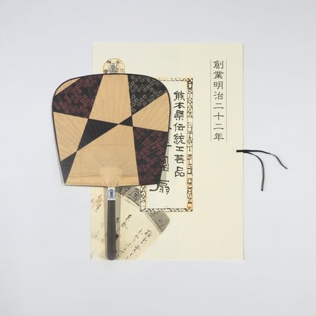 小扇渋うちわ　幾何学模様