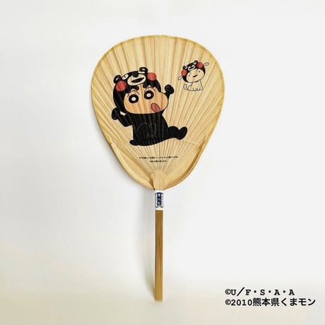 ミニ型渋うちわ　しんちゃん&シロ 熊本ver.