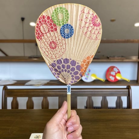 伊勢型渋うちわ　カラフル花火　⑫