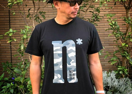 【No border squad × 釣日和 】コラボ  オリジナルカモフラTシャツ ー BLACK