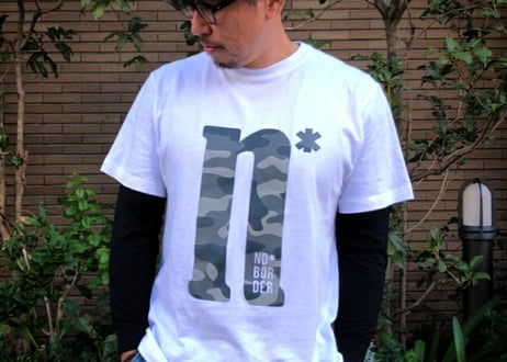 【No border squad × 釣日和 】コラボ  オリジナルカモフラTシャツ ー WHITE