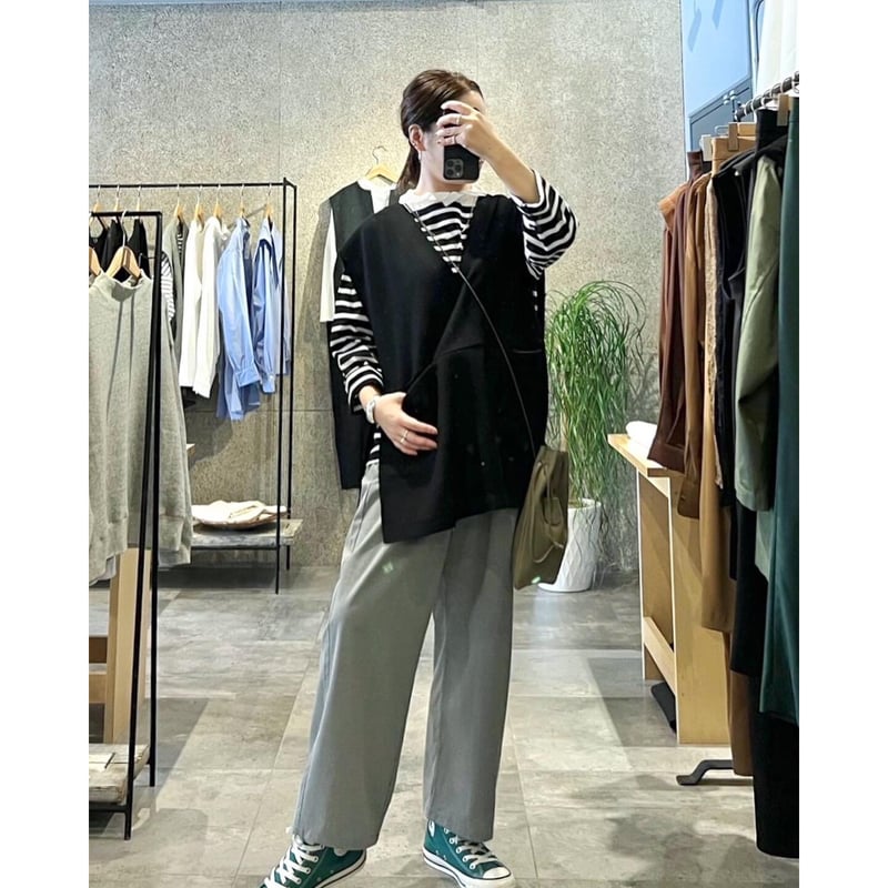 Border Frill Collar Rib Tops – Uhr Online store - トップス