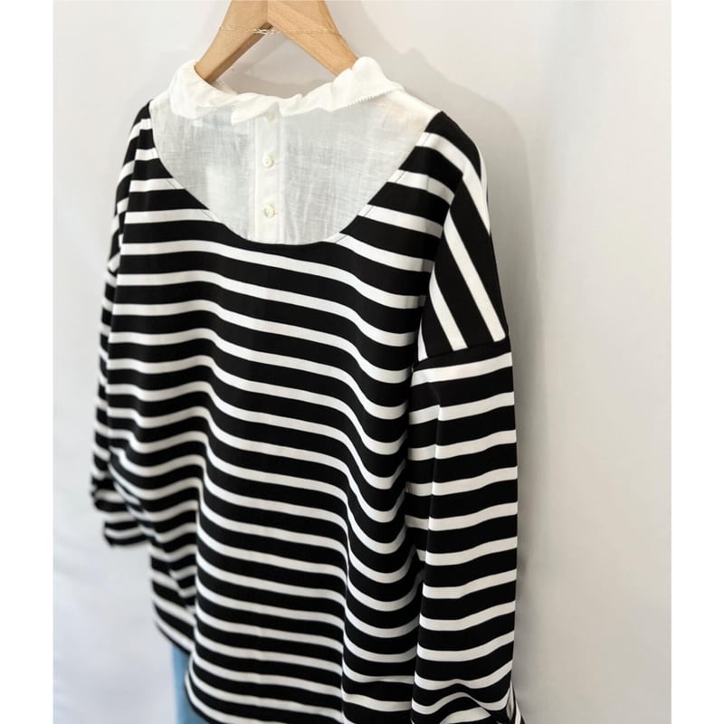 Border Frill Collar Rib Tops – Uhr Online store - トップス