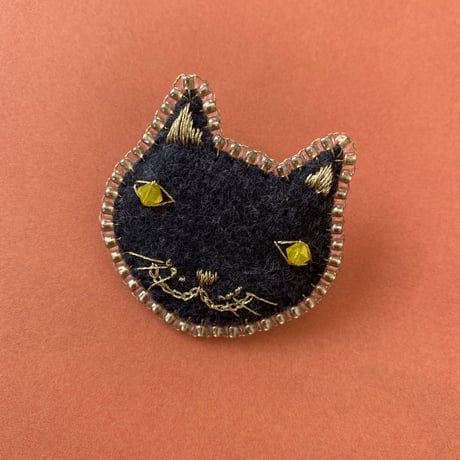 Brooch:Black Cat<Glitter eyes>『黒猫ブローチwithスワロアイズ』