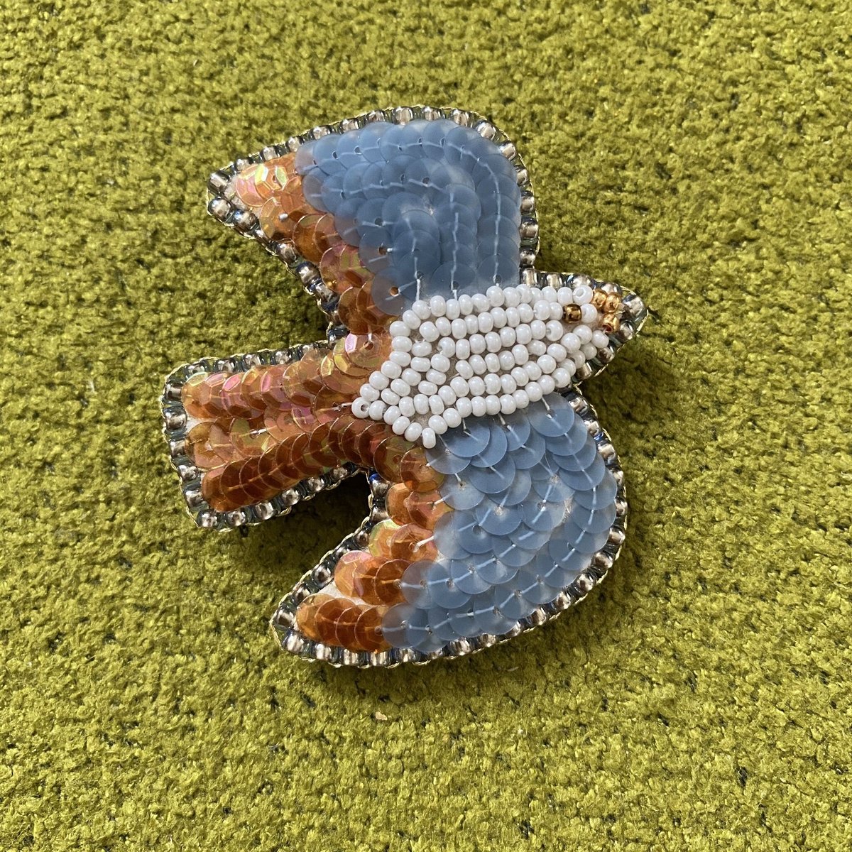 Brooch:KingfisherBird小鳥ブローチ『フレンチスパンコール Brooch:KingfisherBird小鳥ブローチ『フレンチスパンコール