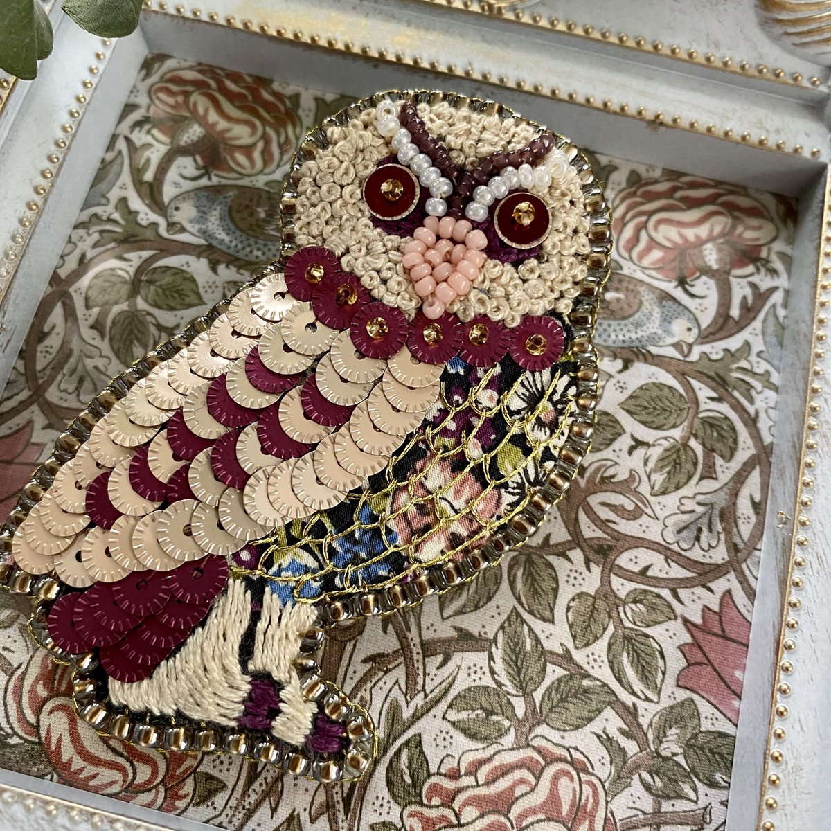 Brooch:Glitter Owlフクロウブローチ『フレンチスパンコール