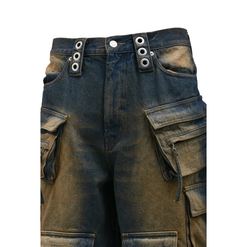 badhpop breath suicide denim shorts ジョーツ BREATH ブレス SS25 SUICIDE STUDS DENIM SHORTS / BLK - NUBIAN