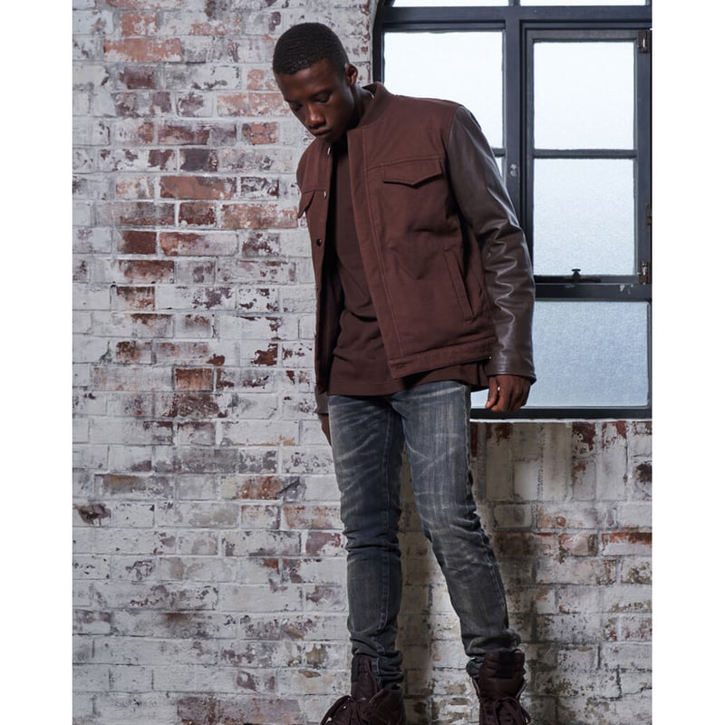 MLVINCE / beringer leather sleeve jacket brown
