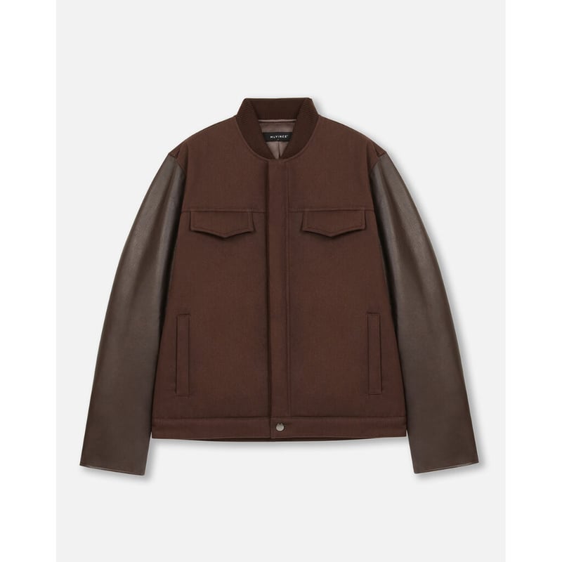 MLVINCE / beringer leather sleeve jacket brown ...