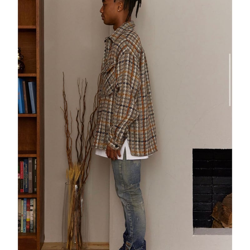 MLVINCE / check button jacket grey | othello _  