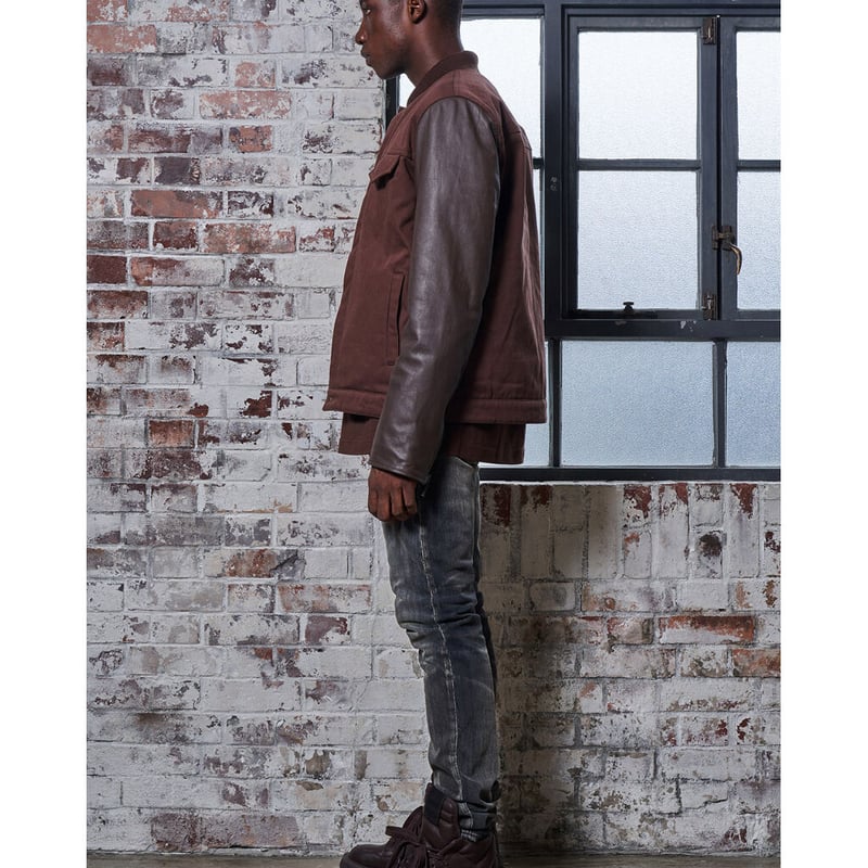 MLVINCE / beringer leather sleeve jacket brown 