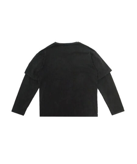 LAST NEST / dove layered t-shirts washed black - トップス