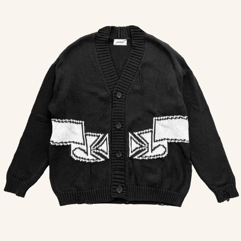 アスクユアセルフ ASKYURSELF  Chunky Banned Knit Cardigan チャンキーバナードニットカーディガン メンズ L