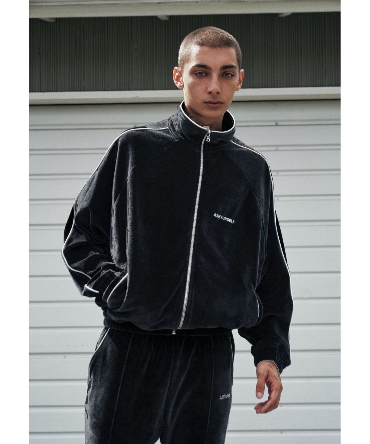 ASKYURSELF / velour track jacket