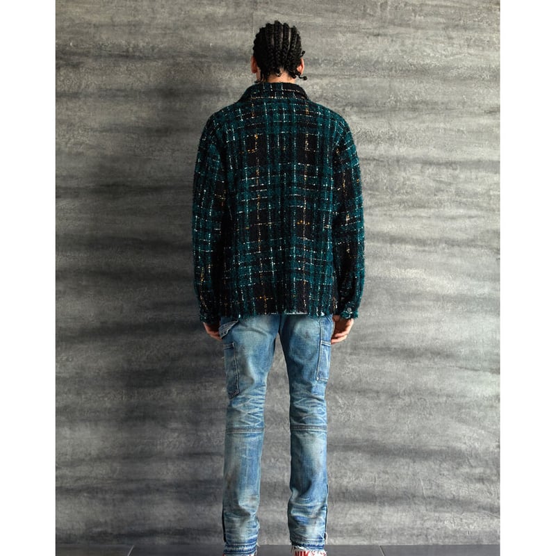 MLVINCE / check tweed shirts green | othello _ 