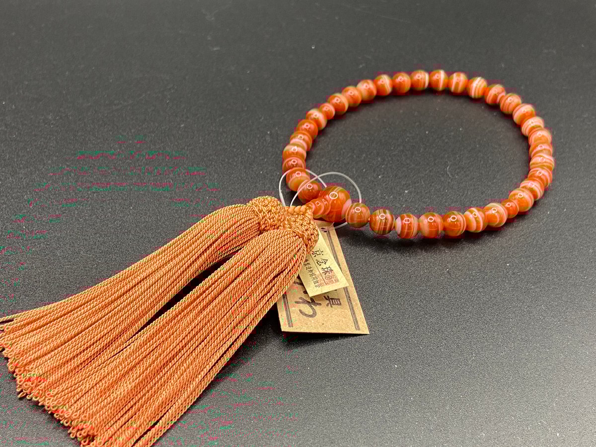 赤縞瑪瑙【数珠】【京念珠】【女性用】 | 仏壇仏具のまつかわ（有