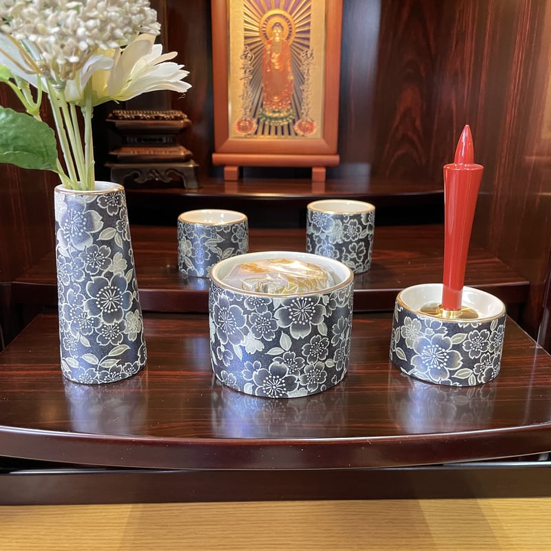 ゆい花仏具5点セット ブラックパール | 仏壇仏具のまつかわ（有）松川仏壇