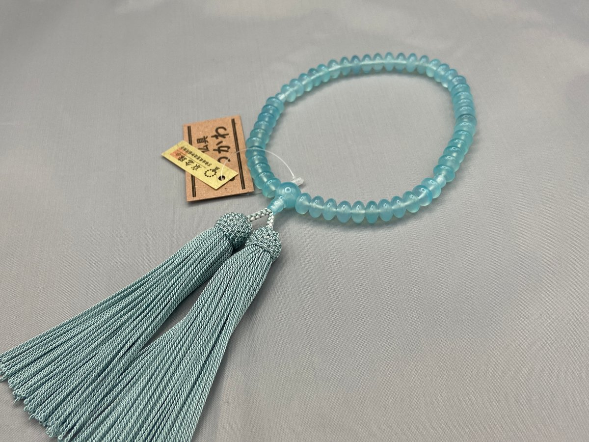 シーブルーカルセドニーみかん玉【数珠】【念珠】【京念珠】【女性用