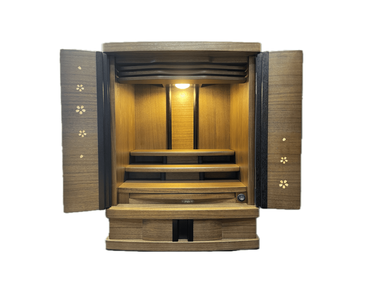 おしゃれ小型仏壇｜悠花18号｜モダンなウォールナット | 仏壇仏具のま