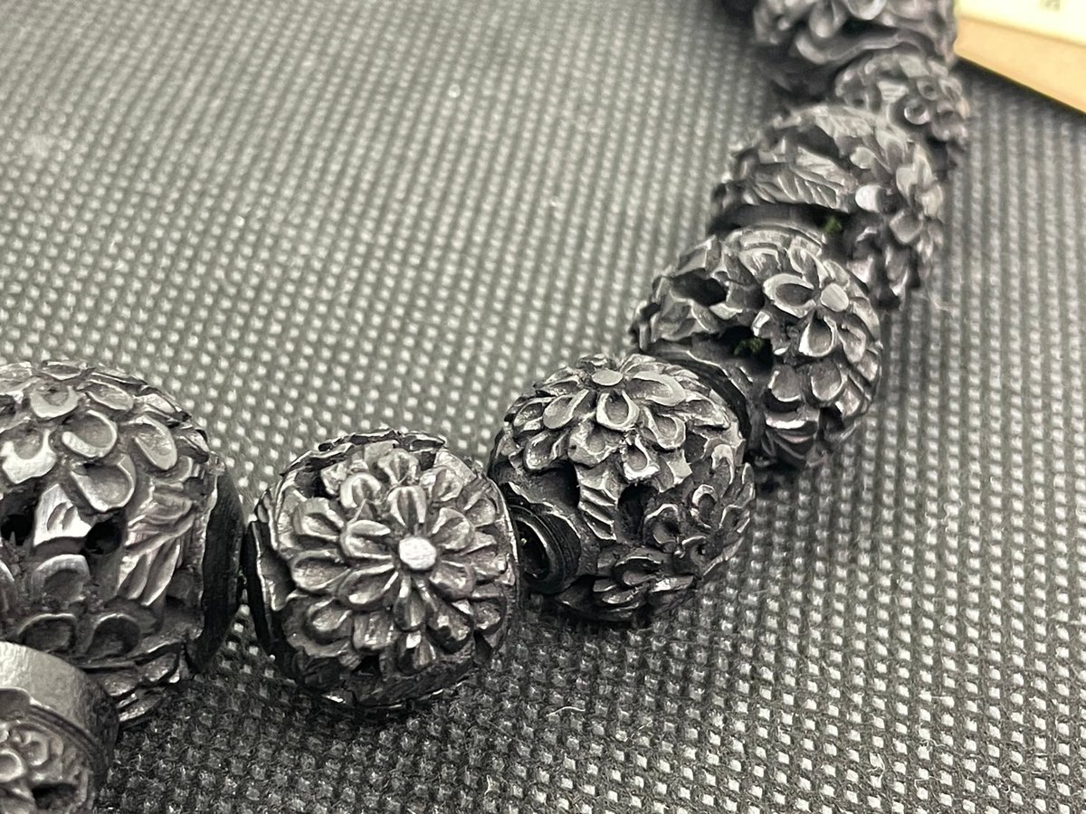 黒ツゲ菊彫り【数珠】【京念珠】【男性用】 | 仏壇仏具のまつかわ（有