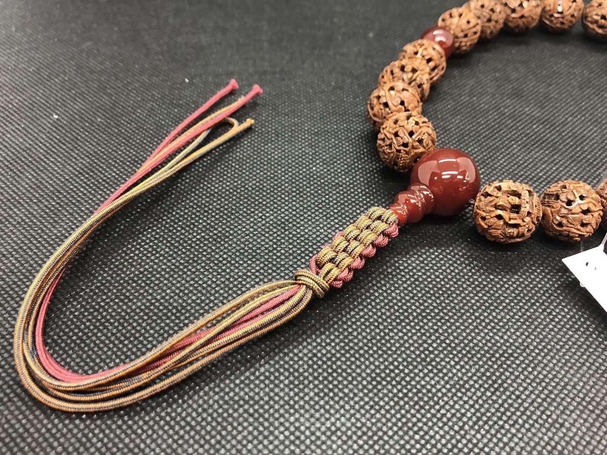 念珠 羅漢彫 瑪瑙 箱付き 念珠 羅漢彫 瑪瑙 箱付き