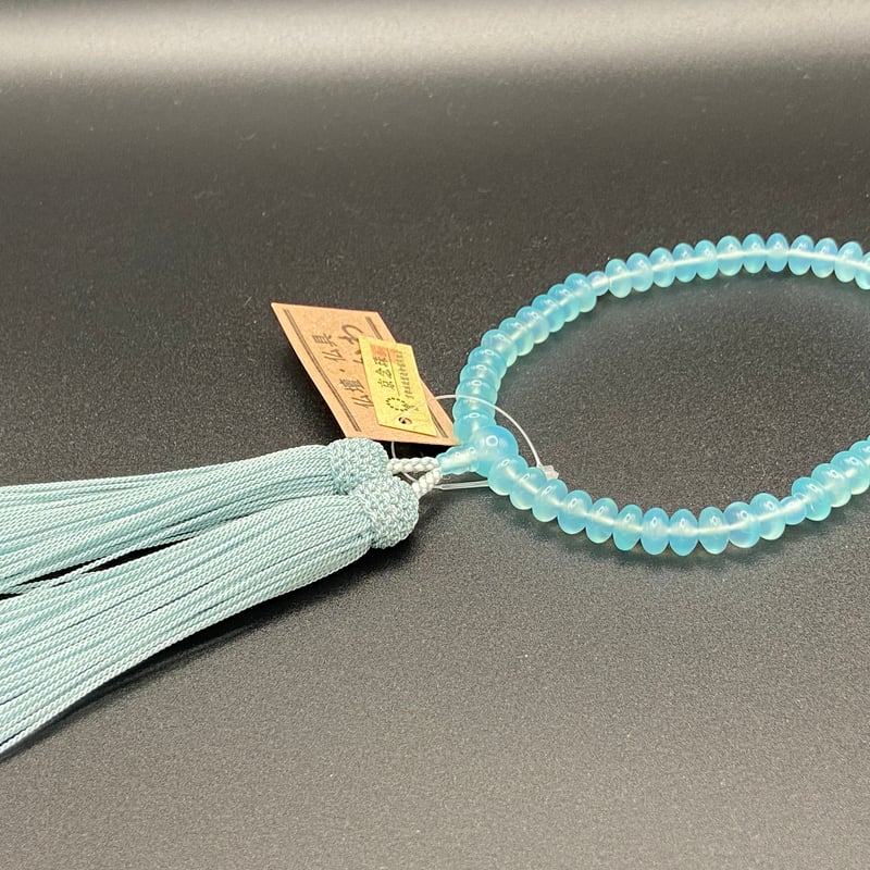 シーブルーカルセドニーみかん玉【数珠】【念珠】【京念珠】【女性用